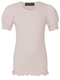 Rosemunde Organic t-shirt regular w/ lace - Rose cloud